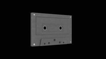 Cassette Tape Rotating on a Transparent Background. Seamless Loop. 4K video