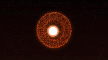Black hole absorbing a sphere of particles. Animation abstract energy red-orange ball. Burning energy sphere. Energy orb background animation. abstract energy sphere ball with power rays on dark video