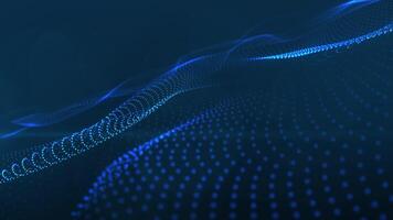 Abstract glowing wave from of particles and dots moves on a blue background, big data. Futuristic background. Digital background. 4K, seamless loop video