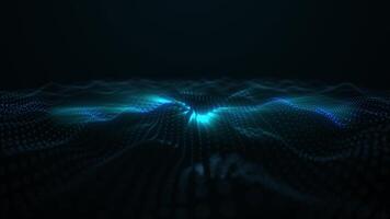 Abstract blue wave particle over dark, digital technology. Light abstract background with shining dots video