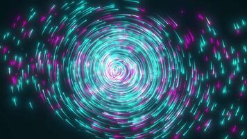 Neon particles moving in a circle. Particle background. Particle portal. Seamless looping animation video
