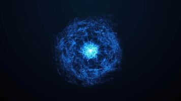 Animation of abstract blue energy Burning energy sphere. Background animation of an energy ball. abstract energy sphere ball in the dark video