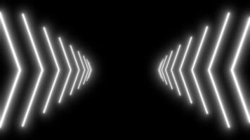 White direction arrows, endless tunnel on black background. Endless flight through a tunnel of direction arrows. video