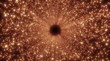 Digital futuristic tunnel or travel through time and space at high speed by moving bright neon lines of particles and bright dots. High technology corridor, warpspeed. Seamless looping animation video