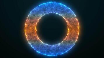 Plasma ring. Abstract energy animation blue orange circle. Burning energy sphere. Energy ball background animation. Abstract energy circle made of particles. video