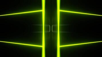 luz verde e Rosa néon área com rotativo retângulos fundo vj ciclo dentro 4k video