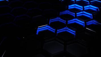 Deep Blue and Red Orange Neon Active Glow Honeycomb Background VJ Loop in 4K video