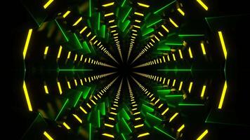 Green and Yellow Neon Fantasy Abstract Hallway Background VJ Loop in 4K video