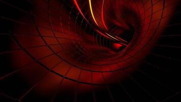 Orange and Red Energy Flows Moving Along Ring Tunnel Background VJ Loop in 4K video