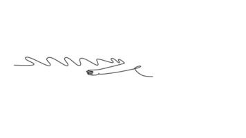Animated self drawing of continuous line draw attractive male swimmer in breaststroke style in swimming pool, stroking, immersing, and lifting out water to breathe. Full length single line animation video