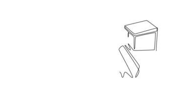 Animated self drawing of continuous line draw male swimmer getting ready to swim in swimming pool near starting block. Good preparation helping achieve better results. Full length one line animation video