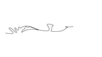 Animated self drawing of continuous line draw male swimmer practice front crawl, freestyle technique in swimming pool. Professional athlete training for championship. Full length single line animation video