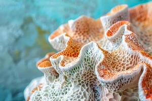 Exploring the Intricate Textures and Hues of a Unique Coral Formation A Close-Up Macro View Reveals Stunning Details, Showcasing Nature's Artistic Mastery in Vivid Colors and Complex Patterns. photo