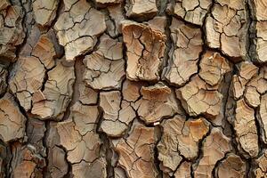 Exploring the Intricate Texture of Cracked Tree Bark A Close-Up Study of Natural Patterns and Variations in Tree Trunk Surface, Revealing the Beauty of Nature's Design with Detailed Macro Photography. photo