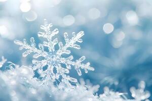 A Single Snowflake's Intricate Design Witnessing the Beauty of Winter's Delicate Crystals, A Close-Up View of Nature's Frozen Masterpiece in Stunning Detail, Revealing the Wonders of Crystallization. photo