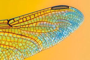 Dragonfly Wing Close Up An Exquisite Display of Nature's Intricate Design and Vibrant Colors, Revealing the Marvelous Structure of Insect Wings with Breathtaking Detail and Amazing Clarity. photo
