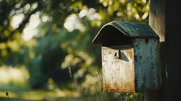 Rustic Old Mailbox in a Tranquil Green Setting Awe-Inspiring Summer Scene photo