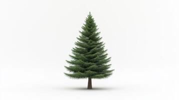 Isolated Evergreen Tree on White Background A Single Coniferous Tree Standing Tall in Minimalist Setting photo