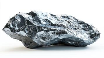 A Striking Close-Up of a Raw Silicon Ingot Against a Pristine White Background photo