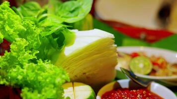 Fresh Vegetables and Spicy Sauce Display video