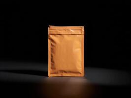 Orange pouch on black background photo