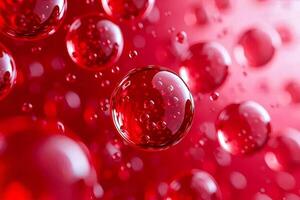Red bubbles on a red background photo