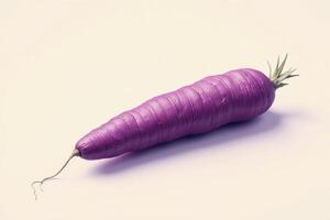 A purple carrot is shown on a white background photo