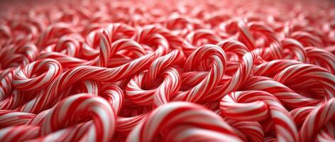 A close up of a bunch of red and white candy canes photo