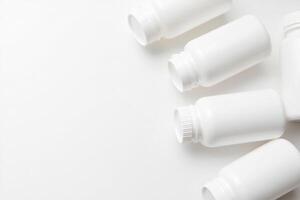 White plastic bottles on a white background photo