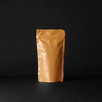 A brown paper bag on a black background photo