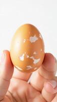 A person holding an egg with a crack in it photo