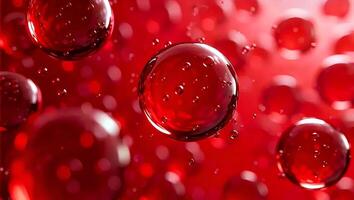 Red blood cells in a red liquid photo