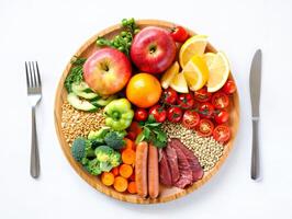 A plate with a variety of fruits and vegetables photo