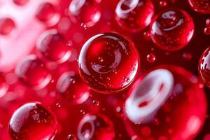 Red liquid bubbles on a red background photo