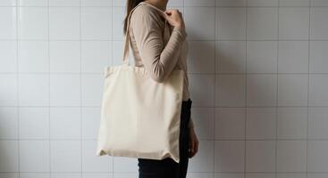 Canvas Tote Bag Over Shoulder photo