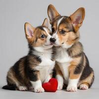 Corgi Puppy and Kitten Snuggles, Sweetest Affection photo