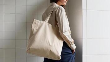 Neutral Carry Bag On White Background photo
