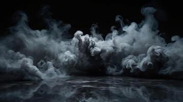 A black background with smoke coming out of it photo