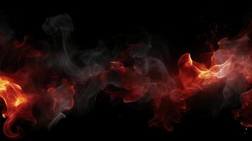 Red smoke on black background photo
