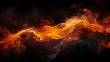 Orange flames on black background photo