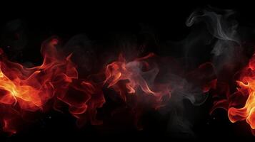 Red flames on black background photo