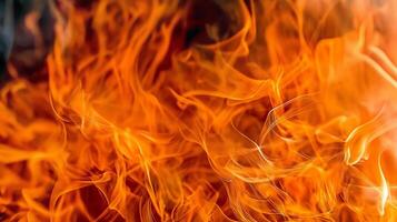 Closeup of bright orange flames in motion photo
