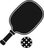 pickleball racket and ball silhouette icon isolated on white background vector