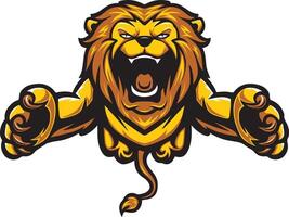angry leaping lion mascot character vector