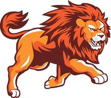 running lion wild animal cartoon design vector