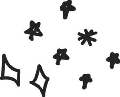hand drawn doodles of rockets, stars, and cosmic objects vector