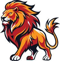 fierce lion with red background vector