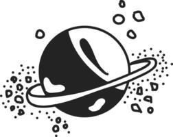 sketched illustrations of space rockets and celestial bodies vector