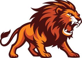fierce lion roaring with a flowing mane symbolizing strength and power vector