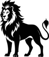 powerful roaring lion outline design on white background vector